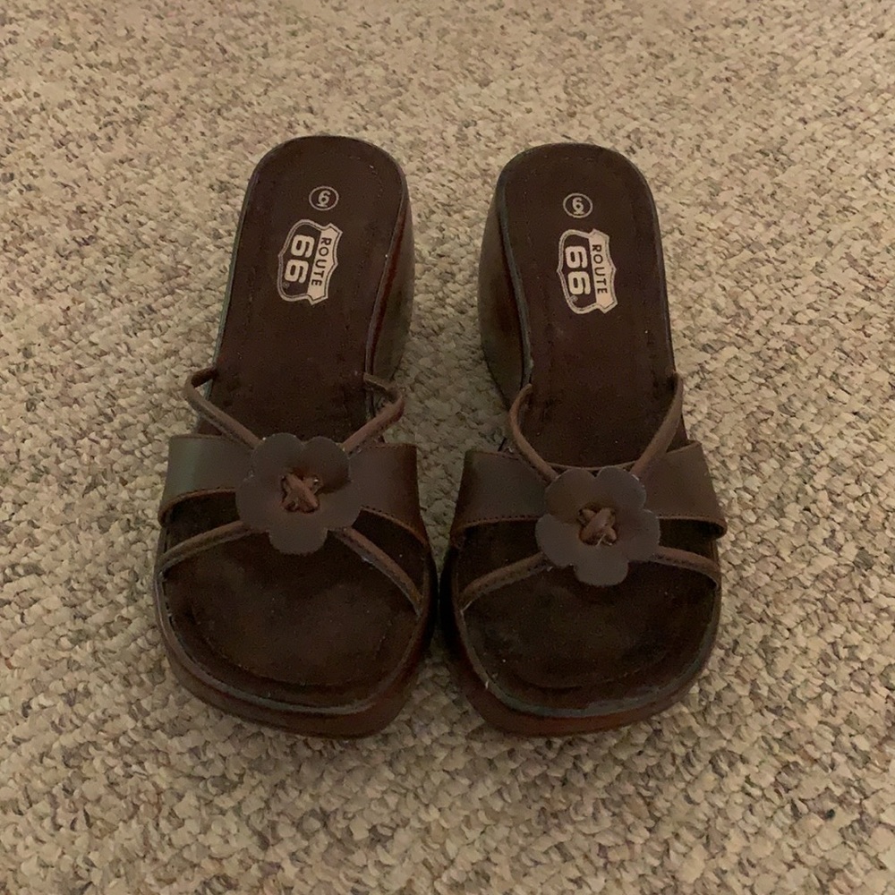 Vtg 90s Route 66 brown platform Y2K strappy sandals sz 6 - Picture 3 of 7